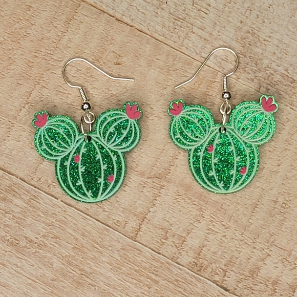 Jewelry - Acrylic Mickey Cactus Dangle Earrings